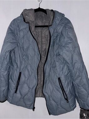 Lucky Brand Light Blue Quilted Hooded Ski Jacket
